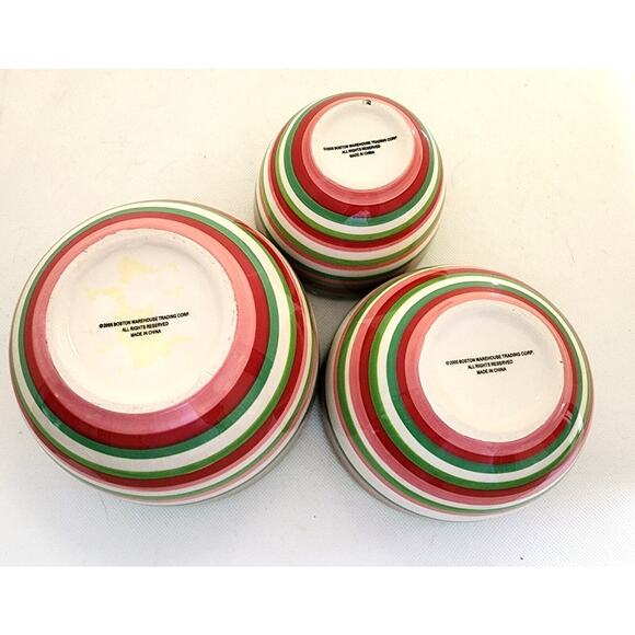 STACKING BOWLS-Boston Warehouse-Christmas/Holiday-Green White Red-Set of 3 - Picture 7 of 14
